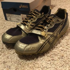 Gold ASICS track spikes